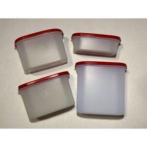 Tupperware Modular Mates Oval Set of 4 (1, 2 (2), 3) with Red Lids